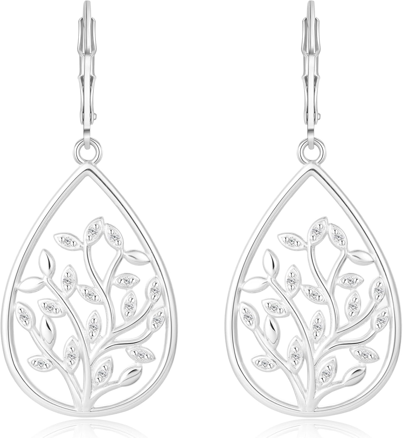 Ritach 925 Silver Dangle Earrings for Women Leverback Filigree Teardrop Earrings Hypoallergenic Silver Dangle Drop Earring for Gifts