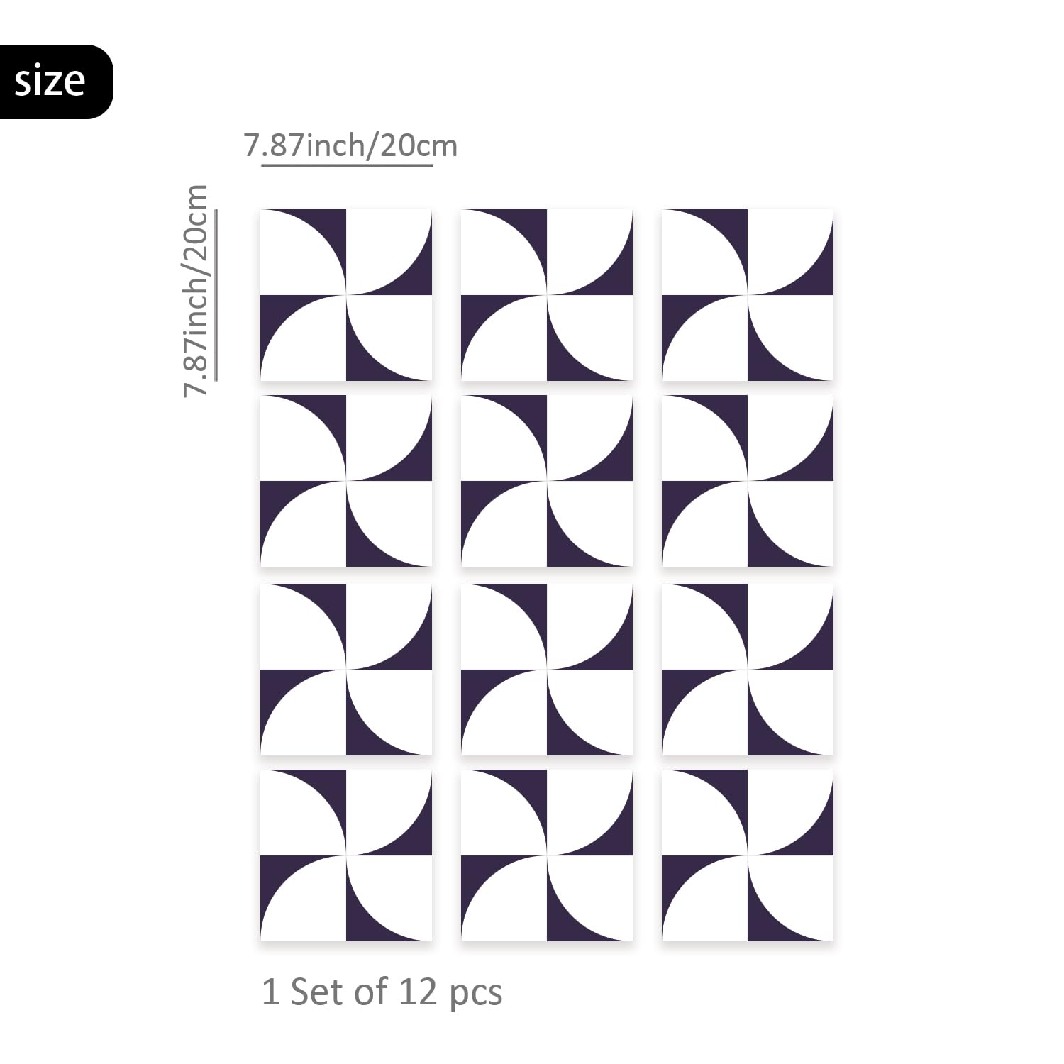 Piastrelle Adesive Cucina Bianco Blu Navy Adesivi Murali Durevole piastrelle adesive bagno pavimento Pavimento PVC Adesivo Piastrelle Bagno Mattonelle Adesive Cucina 20x20cm/24 Pcs