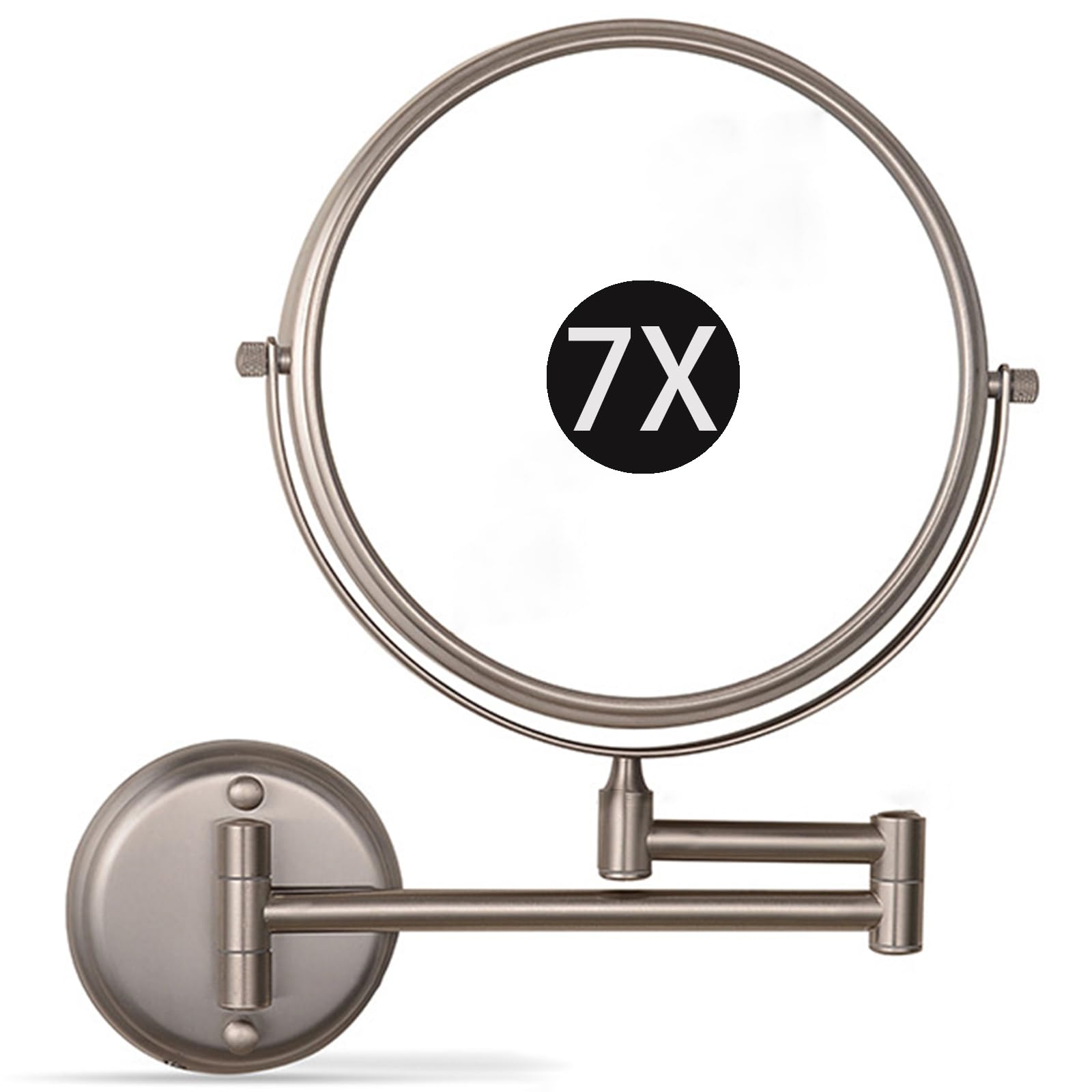 SXFSDOU 6" Wall Mounted Makeup Mirror with Magnification, Double Sided Magnifying Mirror, 360° Swivel Shaving Vanity for Bathroom,Brushed nickel,7X