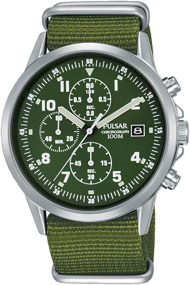 Mens Pulsar Military Style Chronograph Watch PM3127X1 - Formally and Enhanced PJN301X1