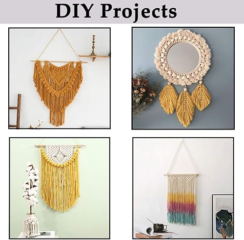 Miniatura 59 de Cuerda de macramé gris de 0.118 in x 109 yardas, cuerda de algodón de colores para colgar en la pared, colgadores de plantas, manualidades, tejer