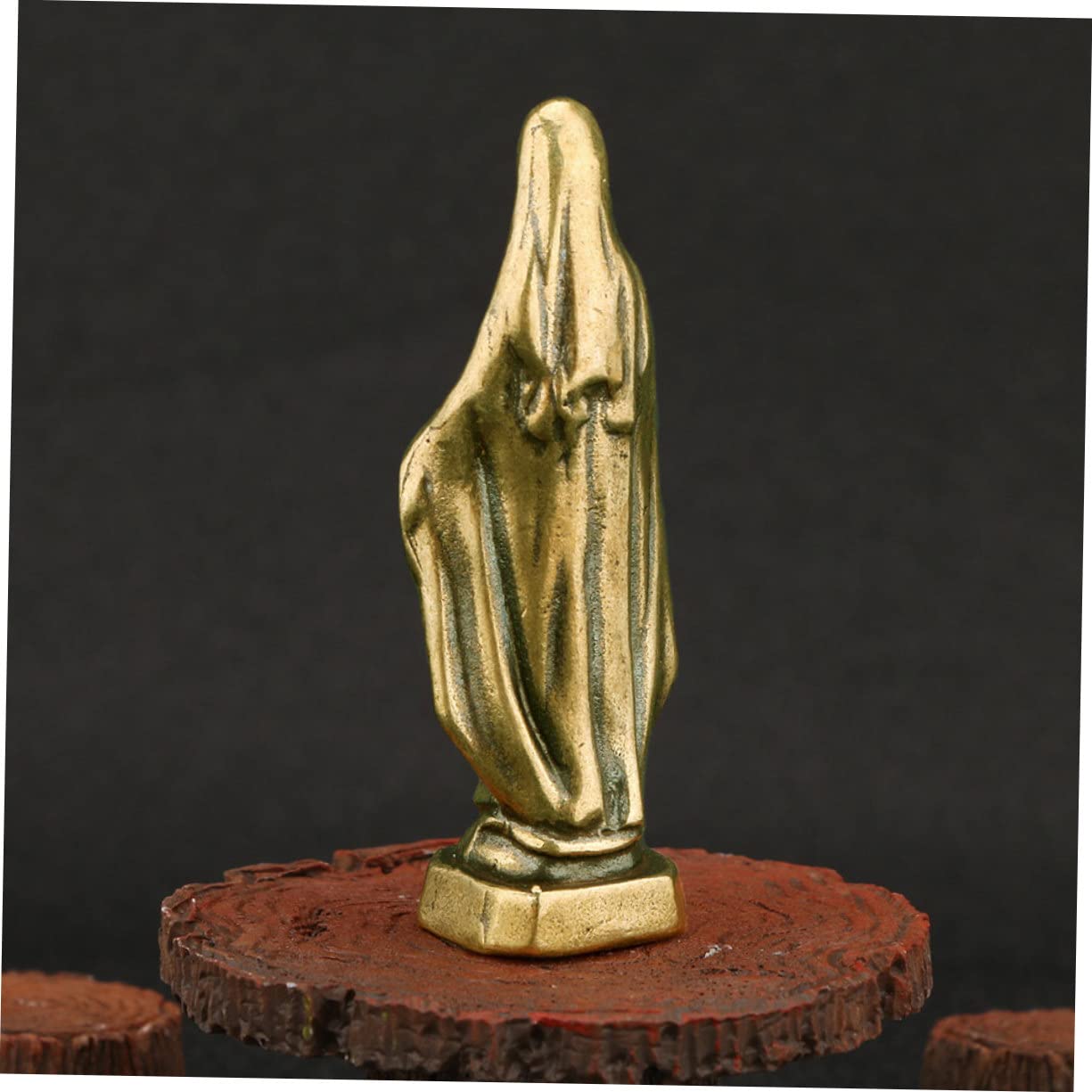 Yardenfun Statuette Vierge en Laiton Compact, Décoration De Bureau Artisanale, Finition Lisse sans Bavure, Ornement Catholique pour Maison Et Église, Figurine Miniature De Table Décorative