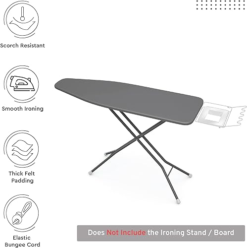 Miniatura 2 de Encasa XO Funda y almohadilla para tabla de planchar de 49 x 18 pulgadas, cubierta de fieltro de 0.157 in de ancho con acolchado, resistente al