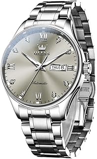 OLEVS Automatic Watches for Men Self Winding Mechanical Wristwatch Luxury Business Dress Stainless Steel Luminous Waterproof Calendar Mens Watch