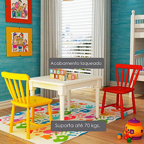 Conjunto Mesa com 2 Cadeiras Infantis - Madeira Maciça