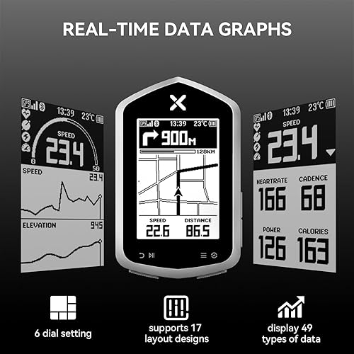 Miniatura 3 de XOSS NAV Plus - Computadora de bicicleta GPS con Bluetooth, 2.4 pulgadas Ant+ Bike Computadora inalámbrica con batería de 33 horas de duración, IPX7