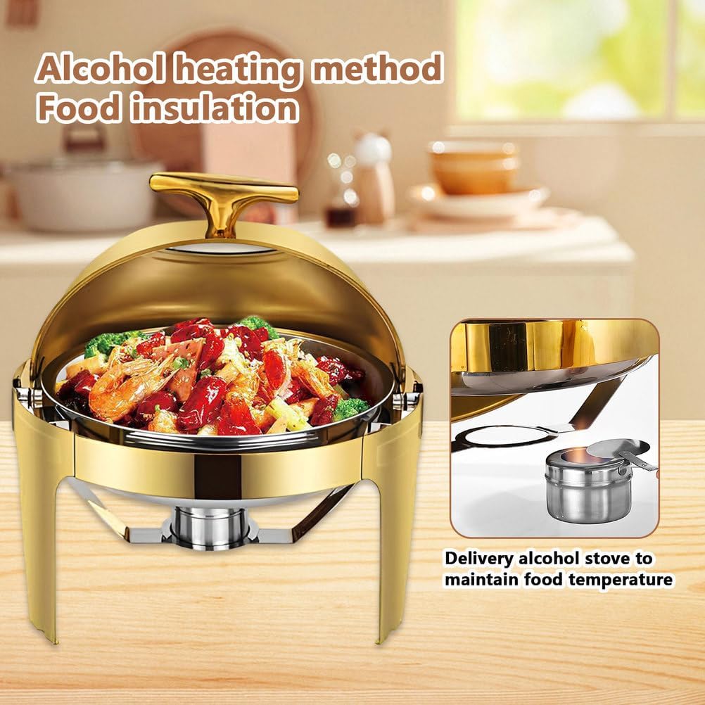 AIZYR Chafing Dish Buffet Set, Stainless Steel Food Warmers Roll Top Chafing Dishes with Fuel Holder for Parties, Banquets, Weddings