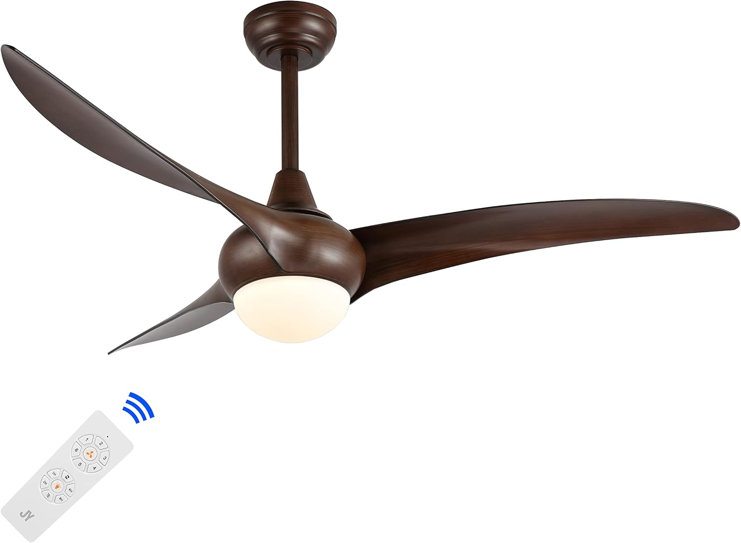 JONATHAN Y 52" Neutral Brown Wood Finish Modern Retro Aviator Ceiling Fan with Integrated LED, 6-Speed App and Remote Control, Frosted Glass Shade, for Living Room Bedroom, 3 Color Temps (JYL9718D)