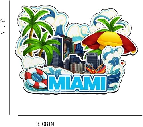 Miniatura 3 de Miami Florida USA Magnet Fridge Magnet Wooden 3D Landmarks Travel Collectible Souvenirs Decoration Handmade -2643