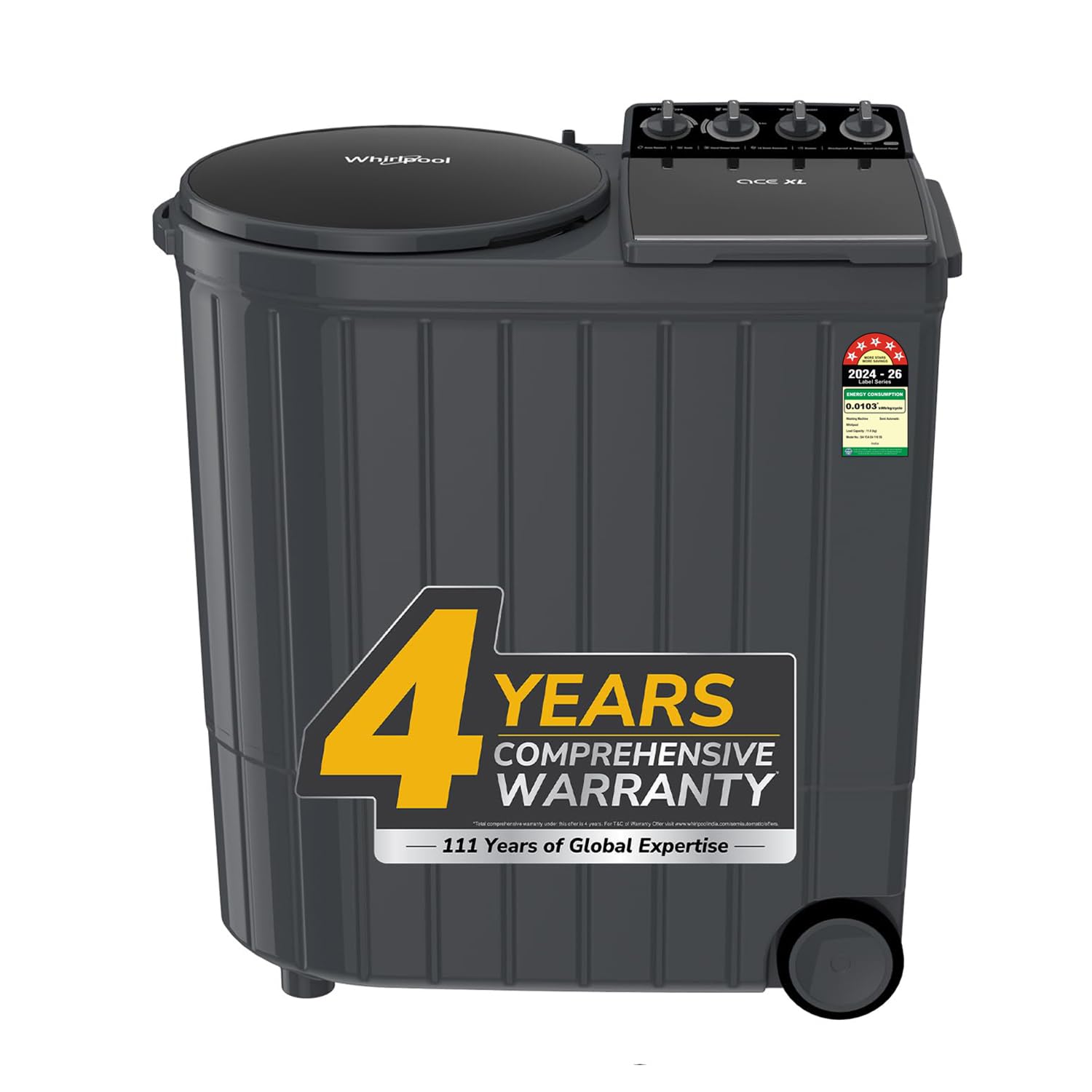 Whirlpool 11Kg Semi-Automatic Top Loading Washing Machine (ACE XL 11 DMIX GRAPHITE GREY,10YR MW, Dynamix Detergent Dispenser)-image-26