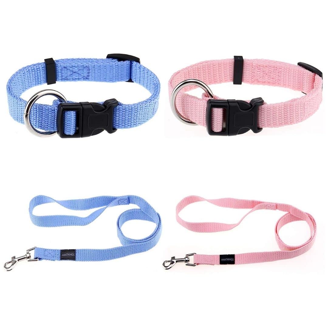 Welpen Set (Puppy Set) Von Amathings Welpenhalsbnder und Leine in Hellblau  und Hellrosa Welpenhalsbnder & Leine : Amazon.de: Haustier
