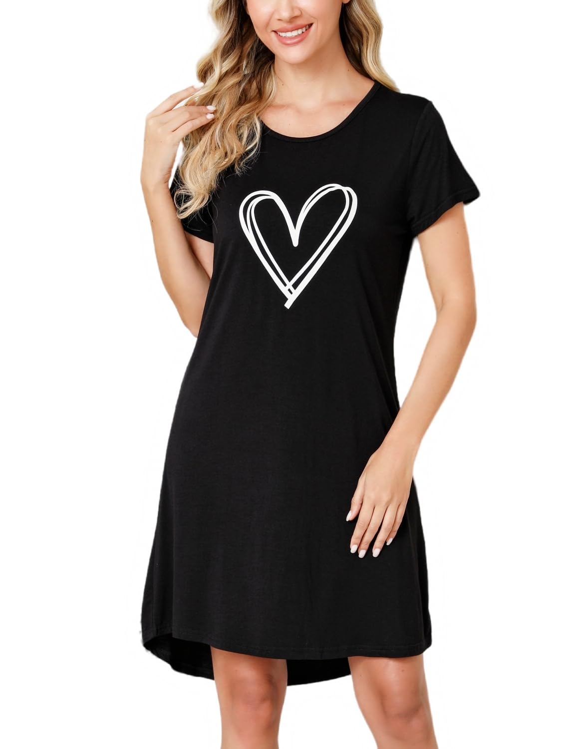 EISHOPEERWomen's Nightgown Cute Print Sleep Shirts Soft Nightshirt Lightweight Pajamas Dress S-XXL