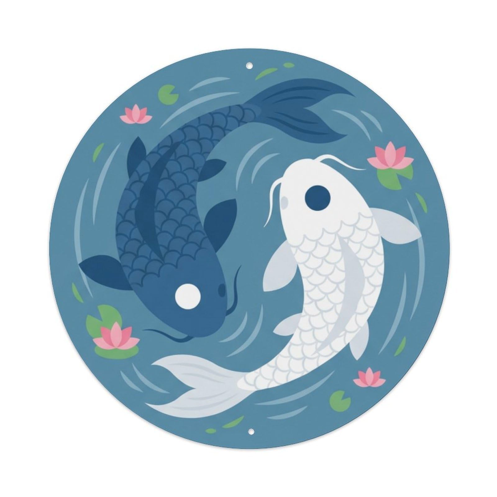 Metal Tin Sign Tai Chi Koi Fish Tranquility