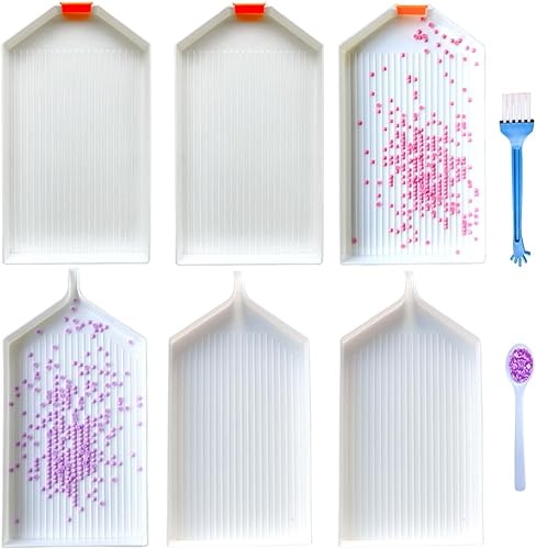 6 bandejas de pintura de diamante, bandejas de plástico blanco para clasificar cuentas, herramientas de kit de bandejas de arte de diamantes