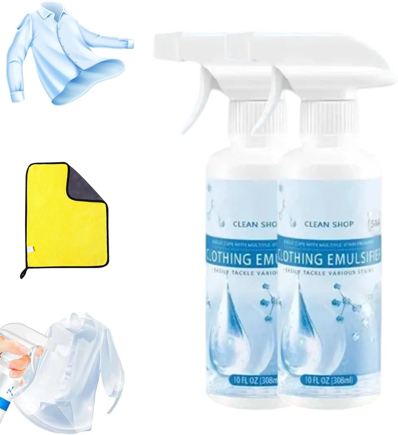 Clothing Emulsifier, Non-ionic Laundry Pre-Treatment – Your Go-To Laundry Cleaner, Treatment for Vintage Clothes Thrift Finds Restores Faded Colors, No Damage Fabric Conditioner (pcs-2)