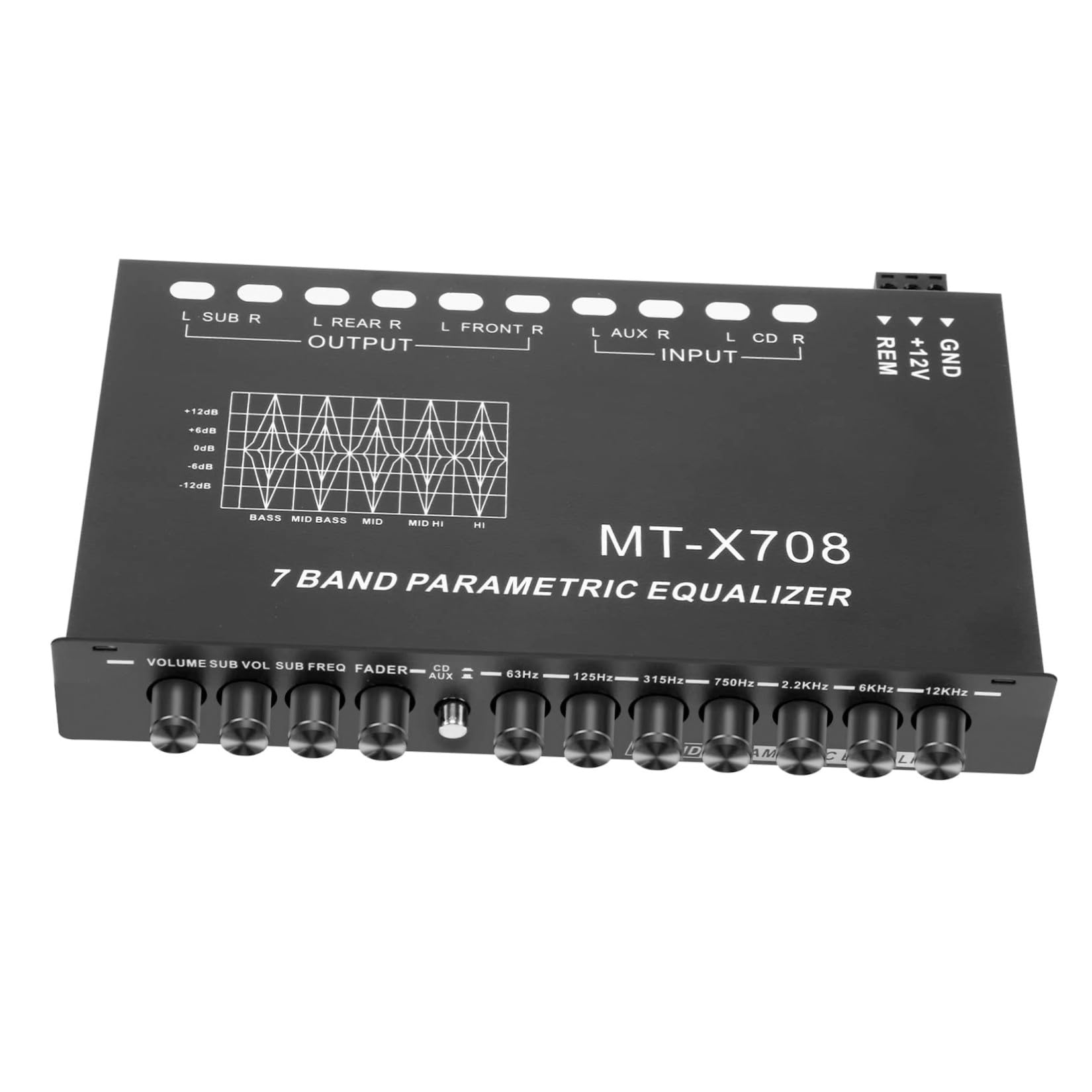 Ecualizador de Coche de Metal Negro de 7 Bandas para Audio
