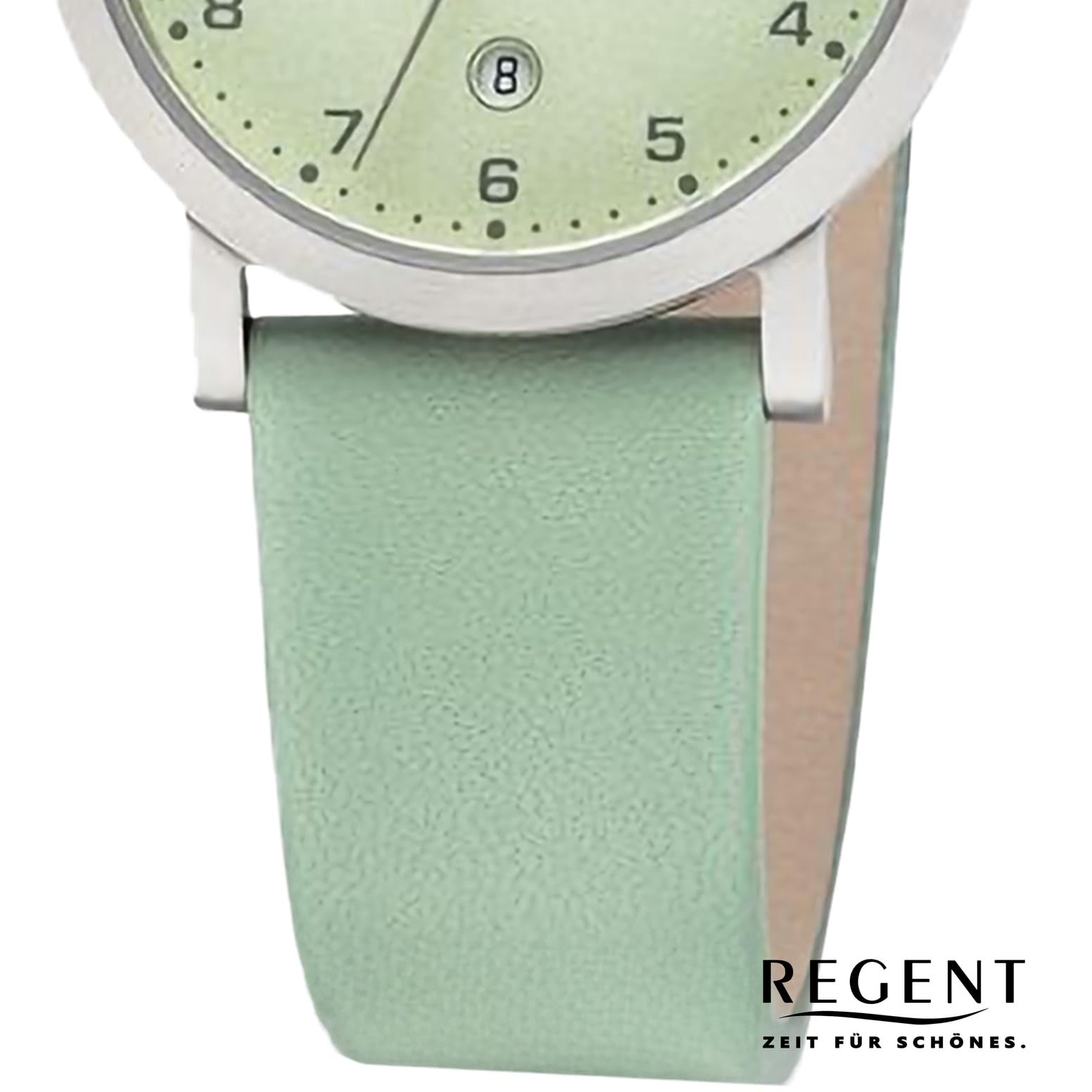 REGENT Płaski zegarek damski Titan 30 mm 5 ATM kwarcowy analogowy pastelowa zieleń 3268.90.17, zielony
