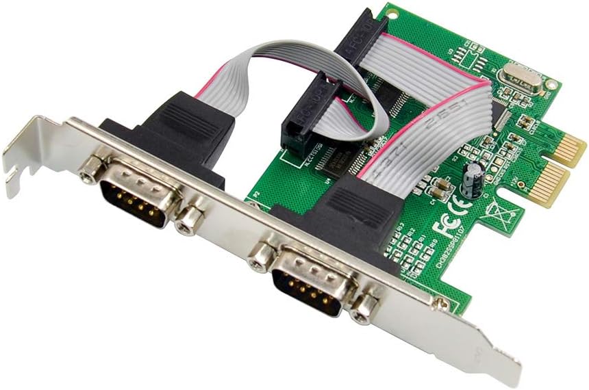 X-MEDIA 2-Port Dual DB9 RS232 / Serial Port PCI Express PCIe Adapter Card - WCH382L Chipset - 16C550/16C552/16C554 and 16C750 UART - Low Profile Bracket Included [XM-PEX-2S]