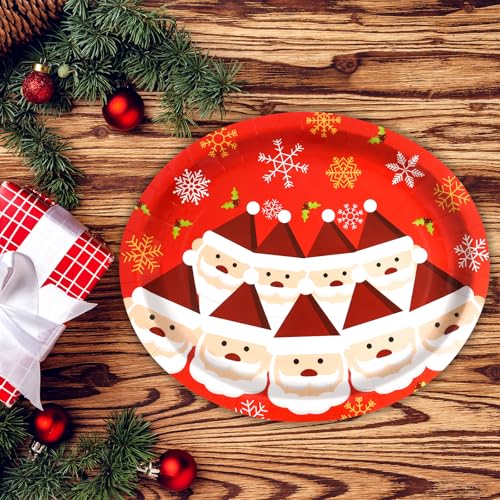 Treasure Cove Christmas Oval Paper Plates 10" x 12" Large Santa Plates Snowflake Disposable Christmas Party Platters for Holiday Xmas Dinnerware Table Decor Party Supplies 24 Pcs – Image 4