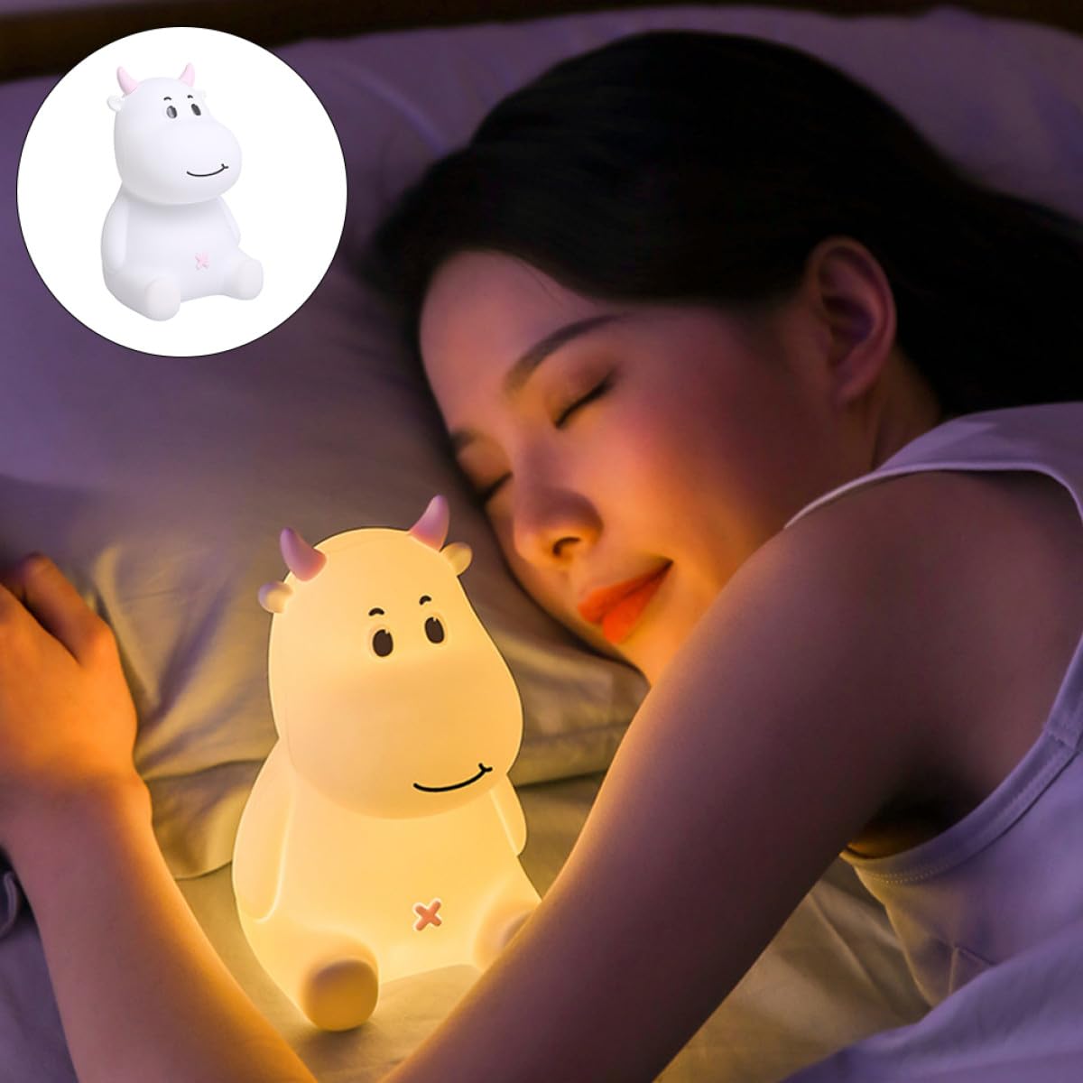 Toyvian Kuhlicht Nachtlicht Tischlampe 1 Satz, 1200mah Silikon Rosa