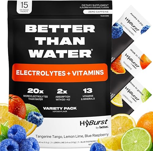 Paquetes de electrolitos en polvo con 13 nutrientes esenciales  Amplificador de energía + hidratación  100 mg de L-teanina  Mejora la energía, la