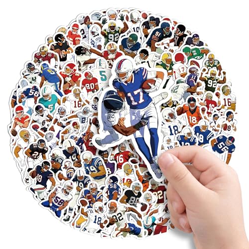 LINAYE 150 PCS Football Stickers Vinyl Waterproof Non-Repeating Adhesive Sport Stickers Decals Bulk for Water Bottles Laptops Football Party Favors Goodie Bags Stuffers Gifts for Boys Teens Adults