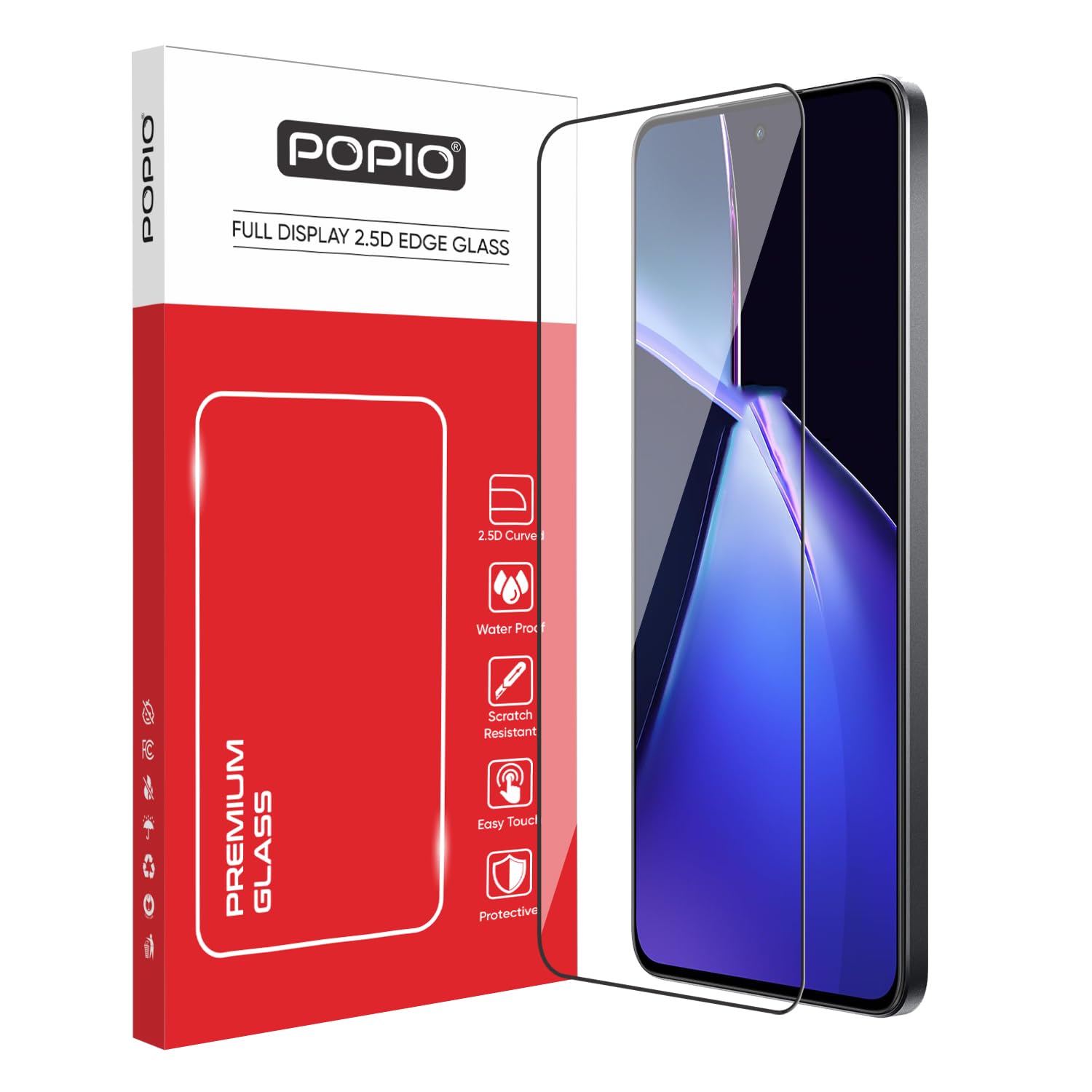 POPIO Military-Grade Gorilla Tempered Glass for OnePlus Nord CE4 (Black) 9H Hardness, Edge-to-Edge Full Coverage, Anti-Scratch, Bubble-Free, Ultra Clear HD Glass, Oleophobic Coating, Face ID Compatible