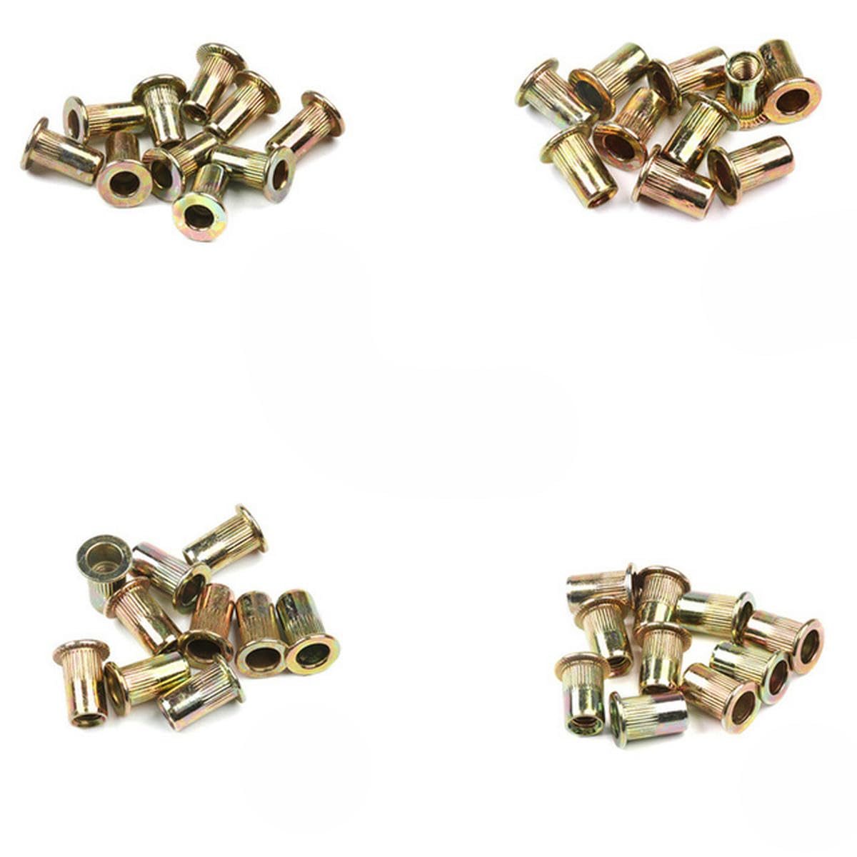 200/50 pz Dadi per rivetti Set di dadi per rivetti a testa piatta in acciaio inossidabile/acciaio al carbonio M3 M4 M5 M6 Inserto filettato Rivnut Cap Dadi rivettati-200 pezzi M3-M6_a