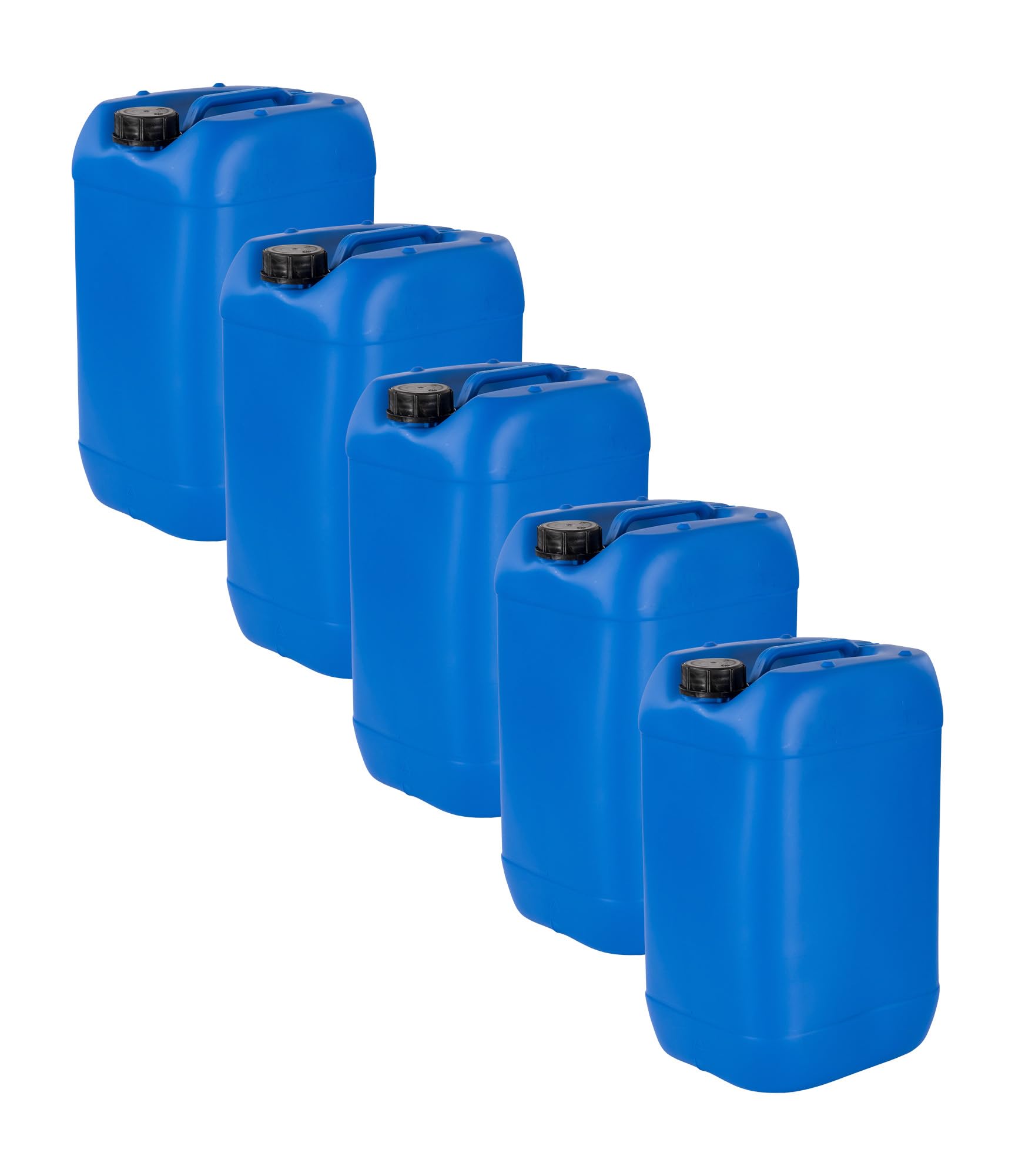 kanister-vertrieb® 5 Stück 25 L Kanister Wasserkanister Kunststoffkanister blau BPA frei DIN61+ Etiketten