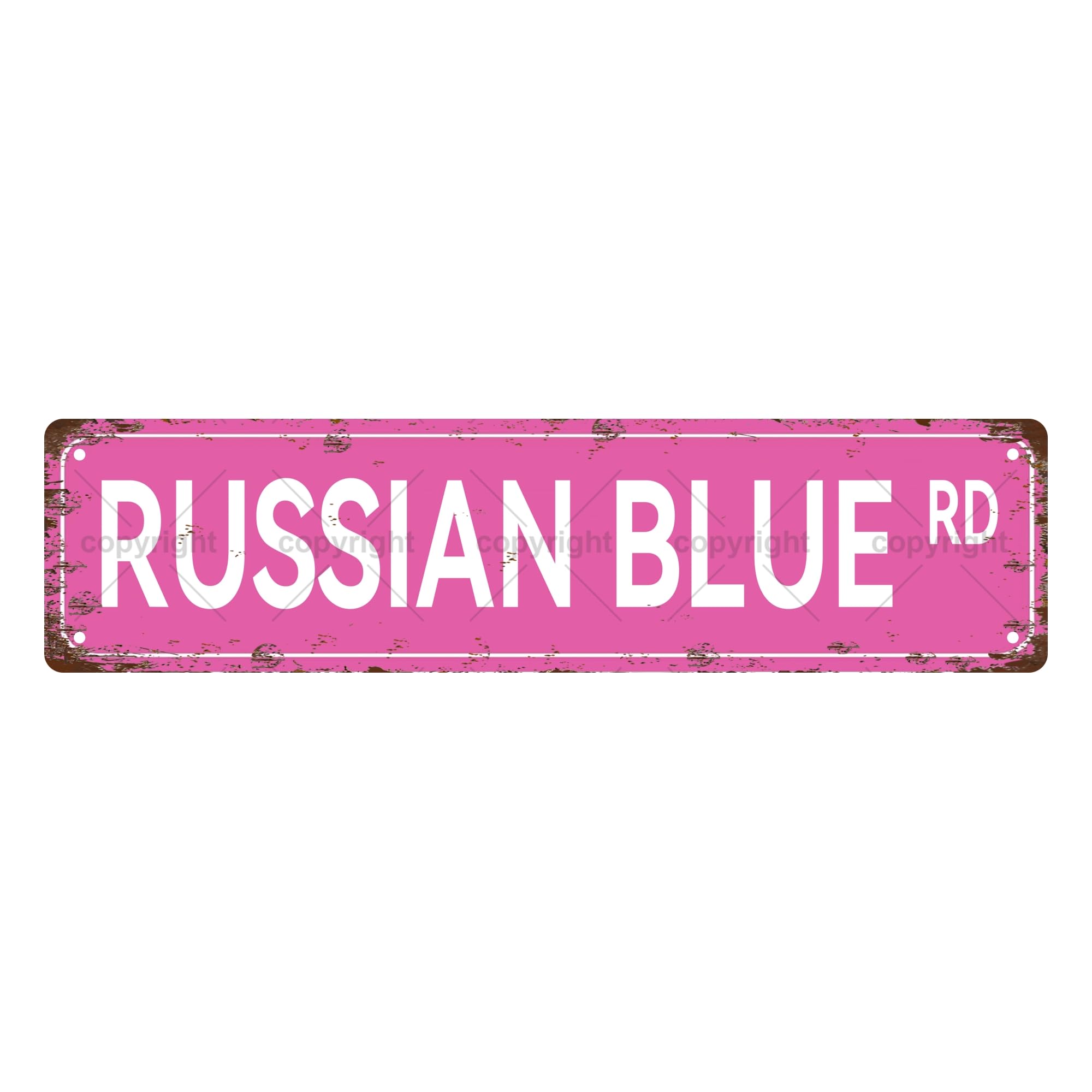 Russian Blue RD Vintage Metal Tin Sign,Street Sign,Home Decor,Room Decor,Wall Decor,Bathroom Decor,Bar Decor,Cafe Decor,Garage Decor,4x16 Inch