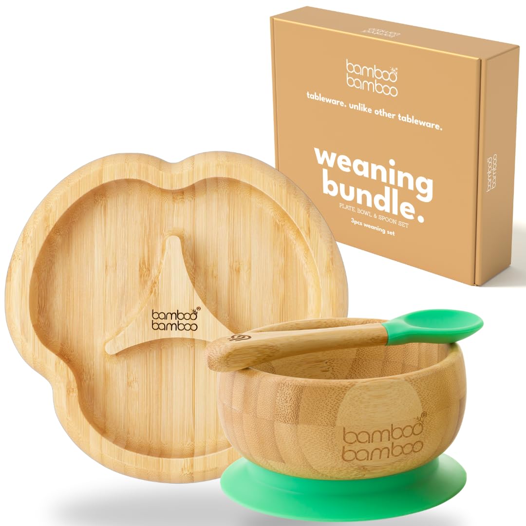 bamboo bamboo Baby Plate & Bowl Weaning Set including Removable Suction for Feeding and Weaning Bamboo Divider Plate