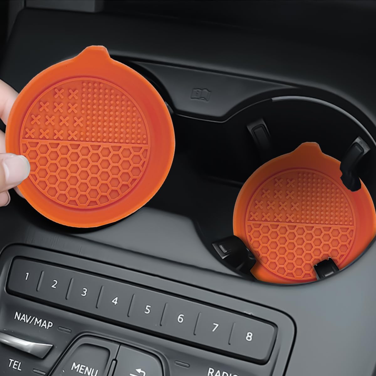 Mandark 4PCS Car Cup Holder Coaster, Silicone Anti-Slip Vehicle Insert Water Bottle Mat, Automotive Interior Insulation Drink Cup Pad Decor Accessories, Universal for SUV, Sedan, Truck (Orange) - Image 4