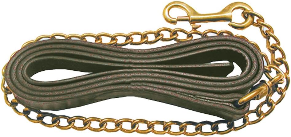 Quality Leather Lead with Chain1 leather lead shank. American leather, dark oil with a 30"