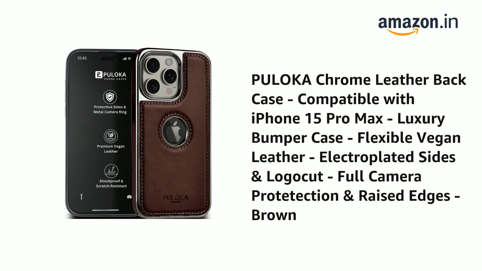 PULOKA Chrome Leather Back Case - Compatible with iPhone 15 Pro