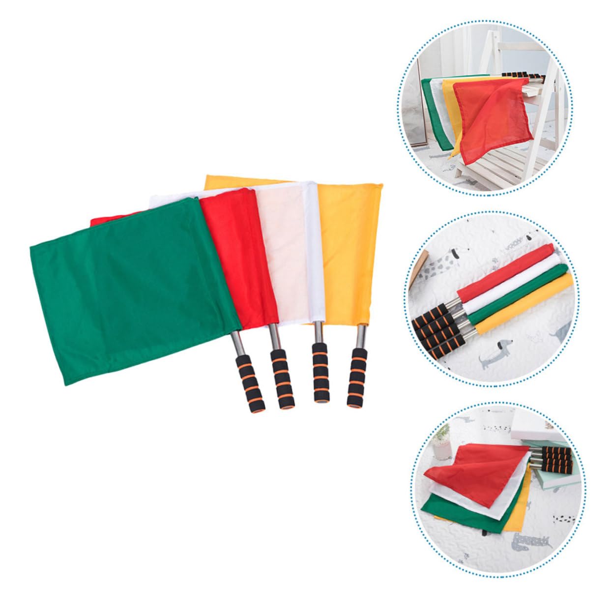 Gogogmee 8pcs Handheld Football Referee Signal Flags Lightweight Portable Competition Flags Comfortable Grip and Non- for Outdoor Sports and Events