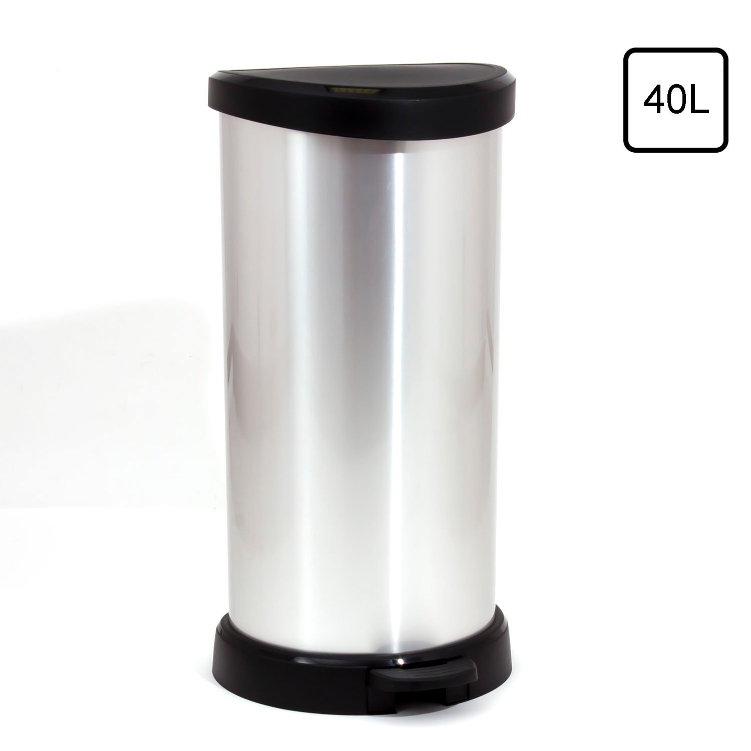 Curver 02150 "Metallic's" pojemnik na odpady 40 litrów, metaliczny srebrny