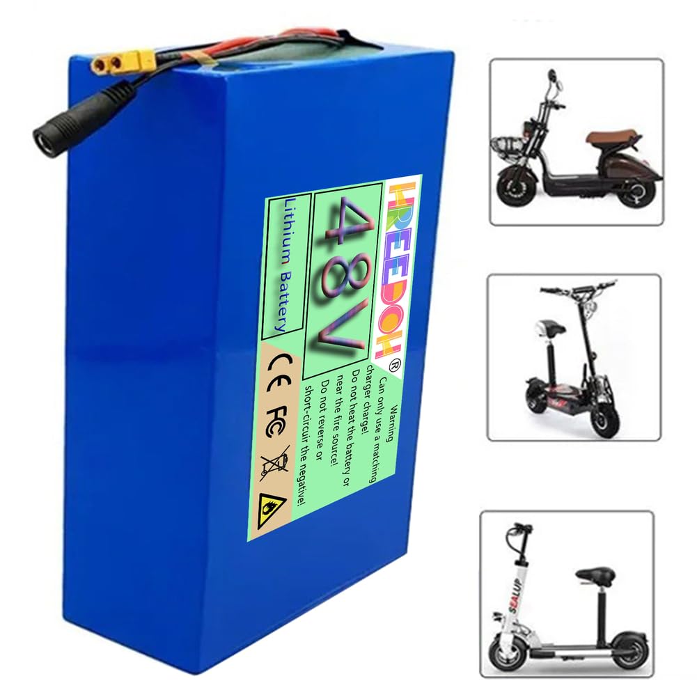 Wiederaufladbarer Lithium-Ionen-Akku 48 V, 15 Ah, 20 Ah, 25 Ah, 30 Ah, 35 Ah, 40 Ah, 45 Ah, 50 Ah, für Motoren von 0–2400 W, inklusive Ladegerät