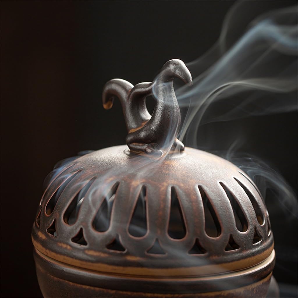 Incense Burner Incense Stick Holder Retro Ceramic Incense Burner Indoor Antique Three-Legged Incense Burner Sandalwood Burning Incense Burner