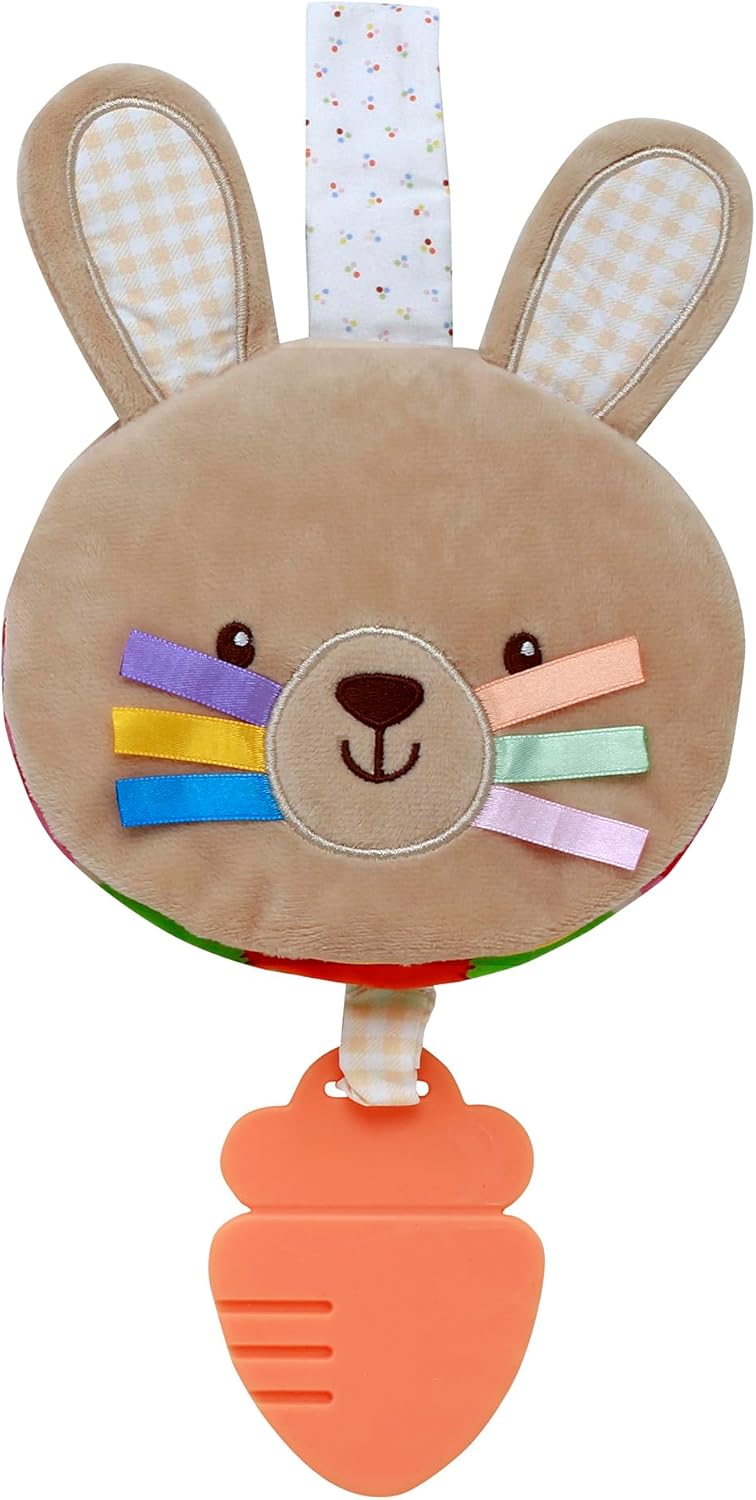 Magic Years Soft, Crinkle Activity Book with Teether and Travel Strap for Baby, 6 inches, Brown Bunny, Easter