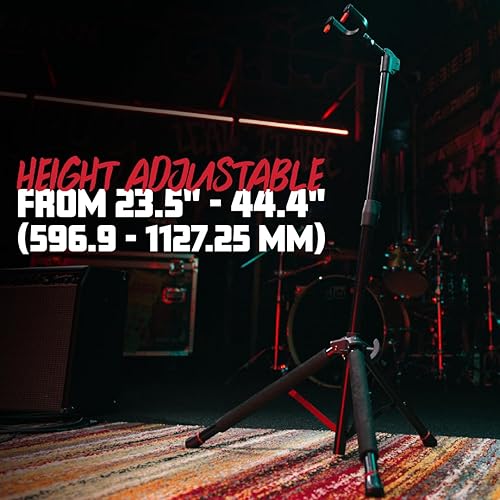 Miniatura 46 de Gator Frameworks Soporte de guitarra doble ajustable; Sostiene dos guitarras eléctricas o acústicas (GFW-GTR-2000), negro