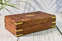Vista 4 de Ajuny Handcrafted Decorative Wooden Jewelry Box Elephant Embossed Design Hand carved Solid Multipurpose Keepsake Storage Travel Organizer Treasure