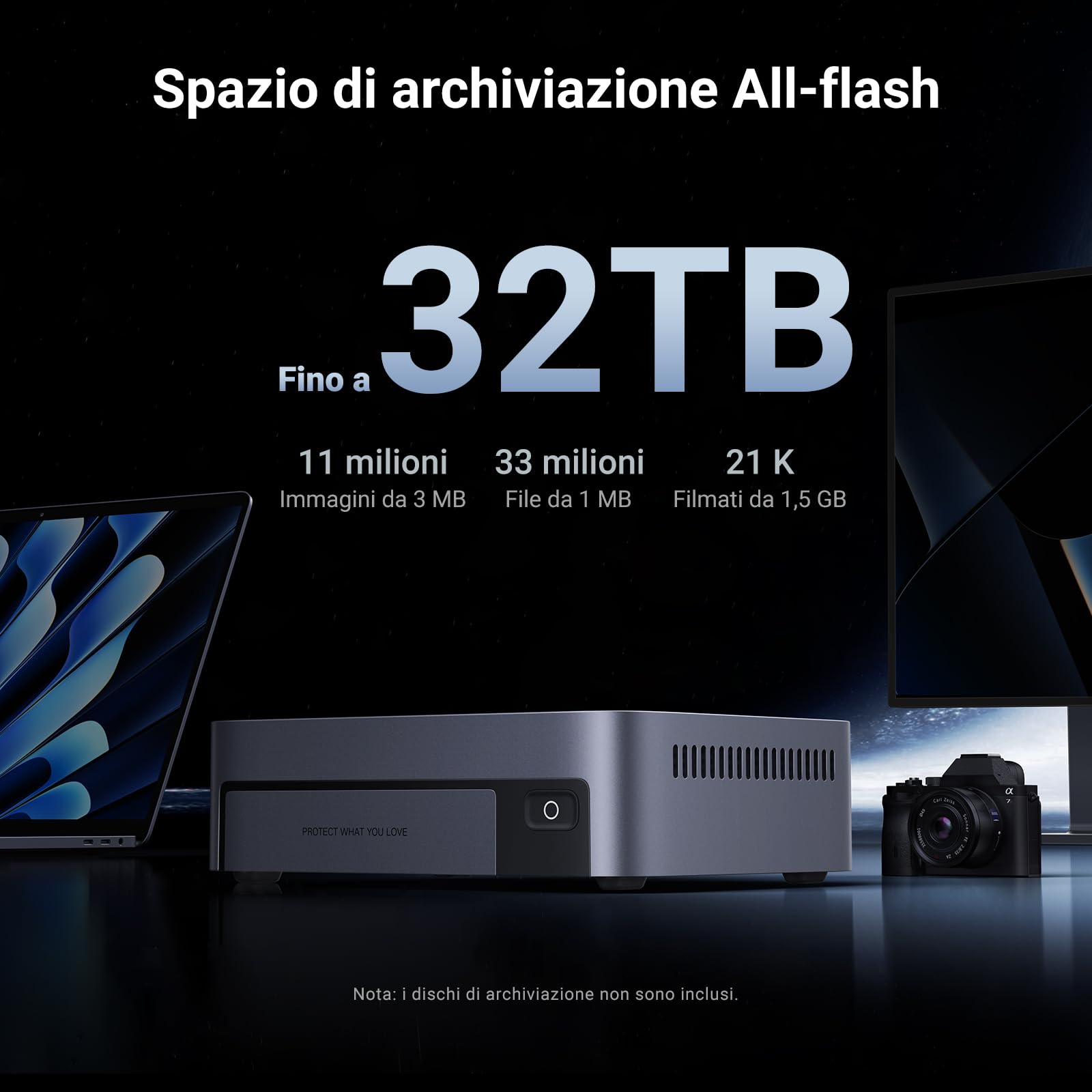 UGREEN NASync DXP480T Plus 4 Bay All-Flash SSD NAS, CPU Intel i5 1235u 10-Core, 8 GB di RAM DDR5, 128 GB di SSD, porta 10 GbE, Wi-Fi 6, 4 slot M.2 NVMe, HDMI 8K, 2 x TBT4 (senza disco)