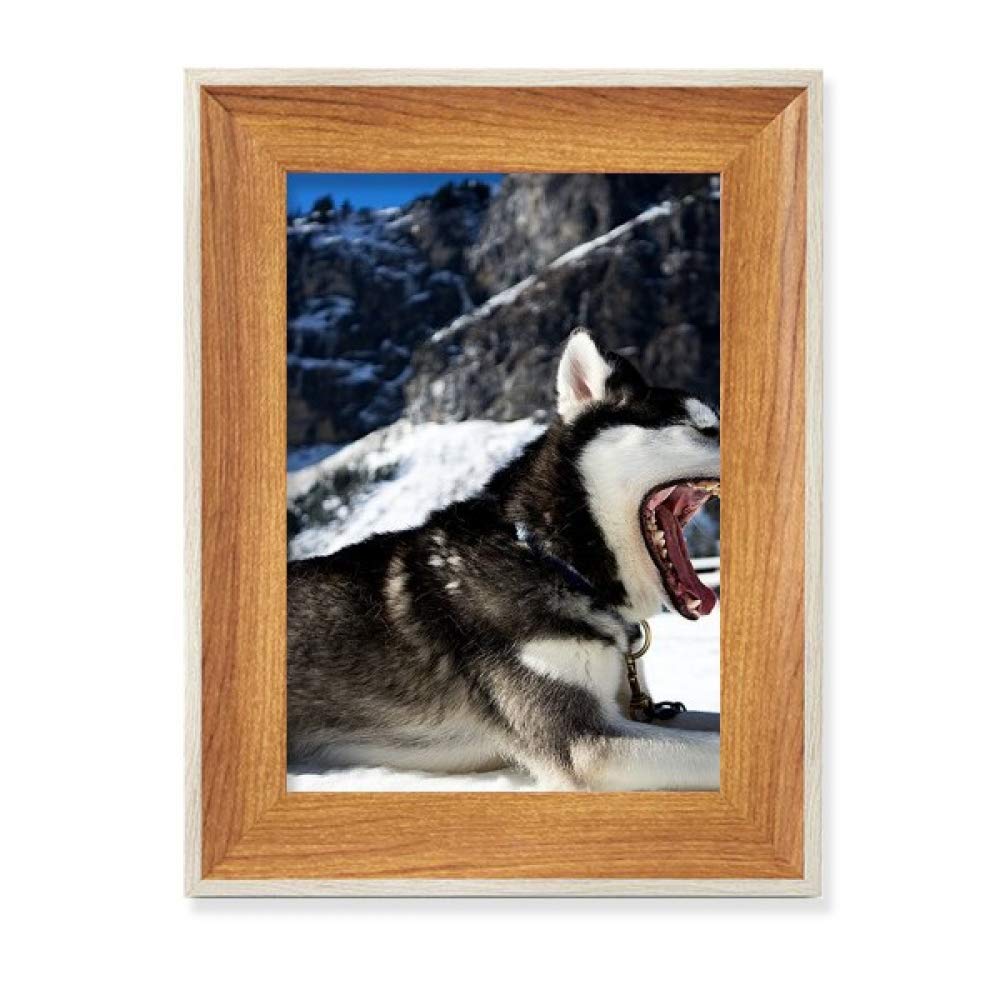 Cadre photo bois Husky pour une décoration de salon élégante