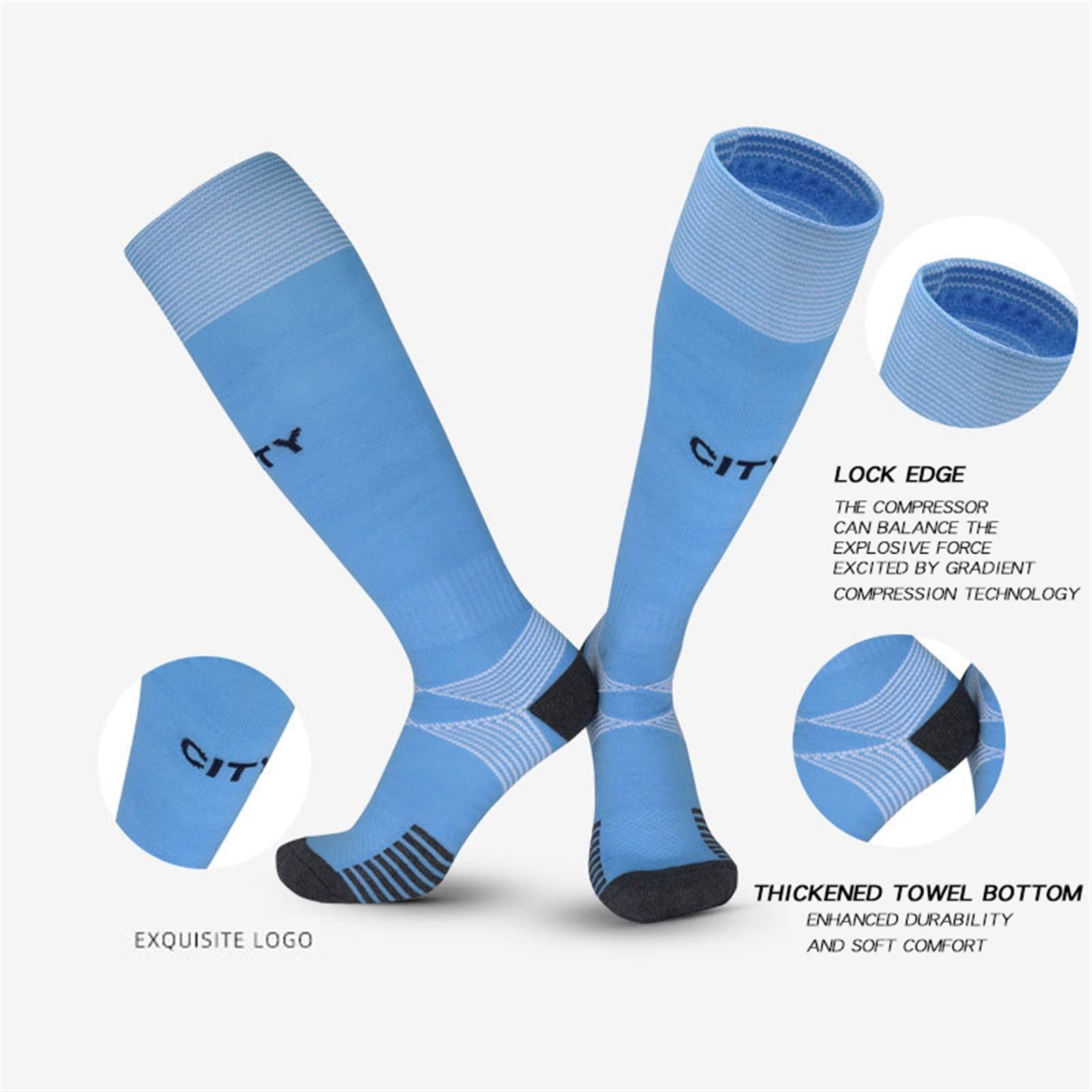 Calcetines de fútbol de tubo largo calcetines de baloncesto resistente al desgaste de la rodilla de nylon calcetines deportivos de la rodilla de sudor absorbente for correr calcetines de ciclismo calc
