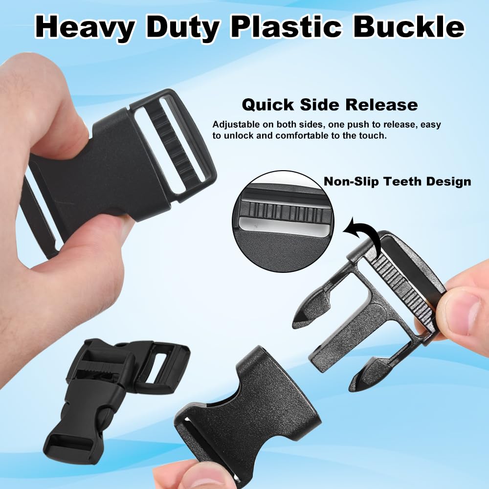 Eviznbou Juego De Correas De Nailon Negro Con Hebillas, 25 Mm, 10 Unidades, Hebilla De Liberación Rápida Para Mochila, Correas De Equipaje, Bricolaje, Negro , 25mm