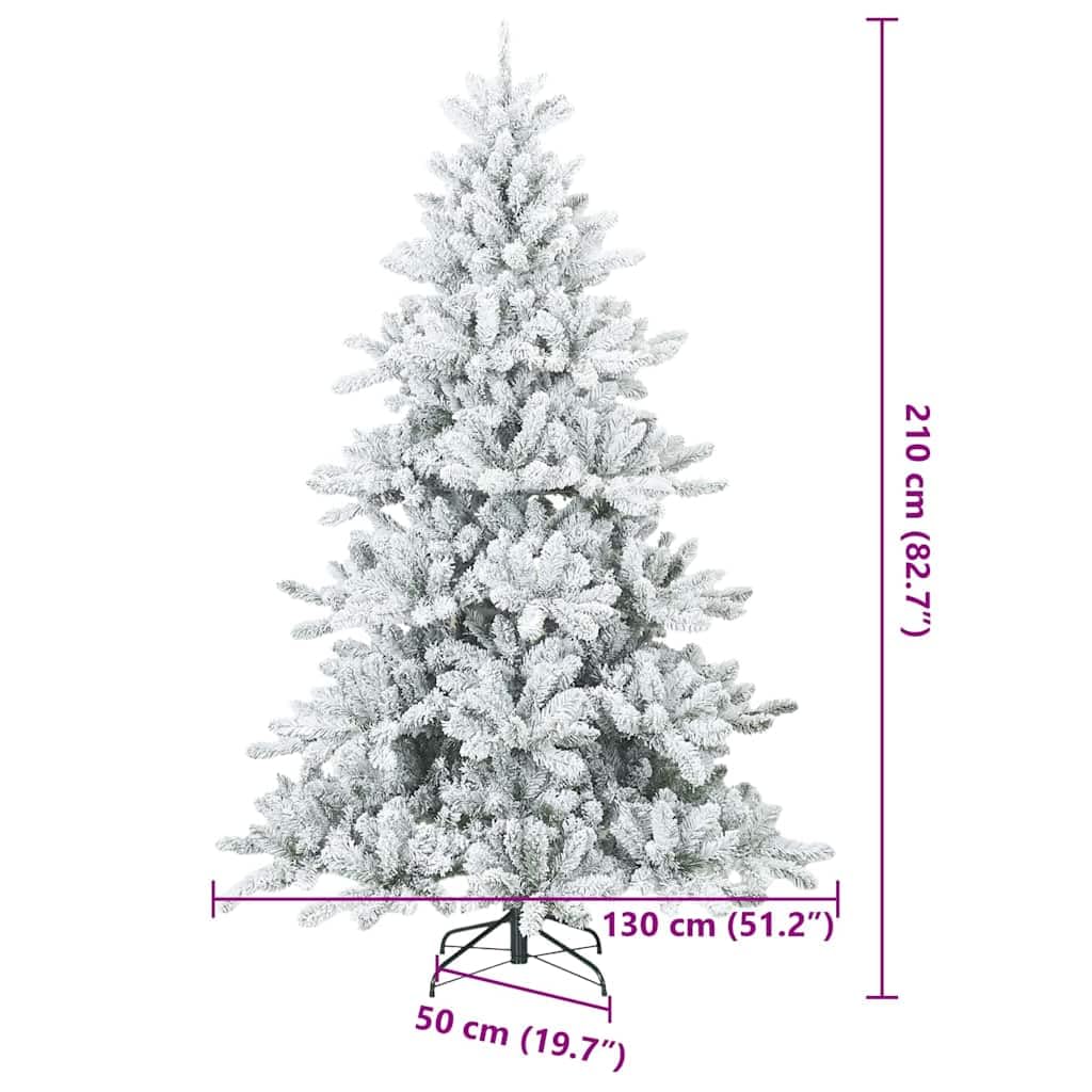 Künstlicher Weihnachtsbaum 210 cm schneebedeckt weiß mit Scharnierästen und faltbarem Metallständer, naturgetreu, klappbar, für Wohnzimmer, Garten, Büro