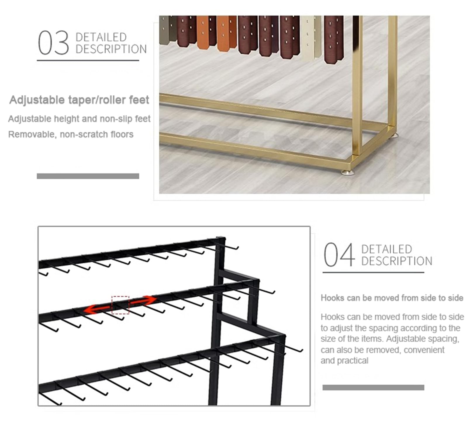 Bodenstehender Gürtelaufhänger mit beweglichem Krawattenhalter, platzsparendes Regal für Schal und Geldbörse, ideal für den Einzelhandel, Schwarz (100 x 40 x 150 cm) – perfekt für die Aufbewahrung von