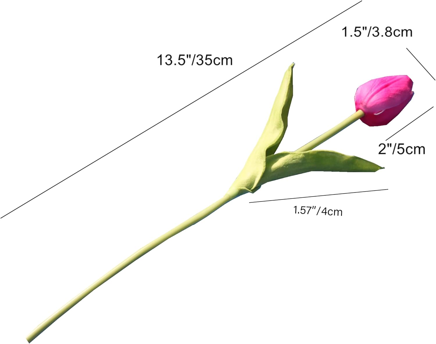 Mandy's Artificial Tulips 20 Stems Hot Pink PU Faux Flowers for Valentine's Day and Easter Decorations Wedding Home Decor 13.5 Inch - Image 2