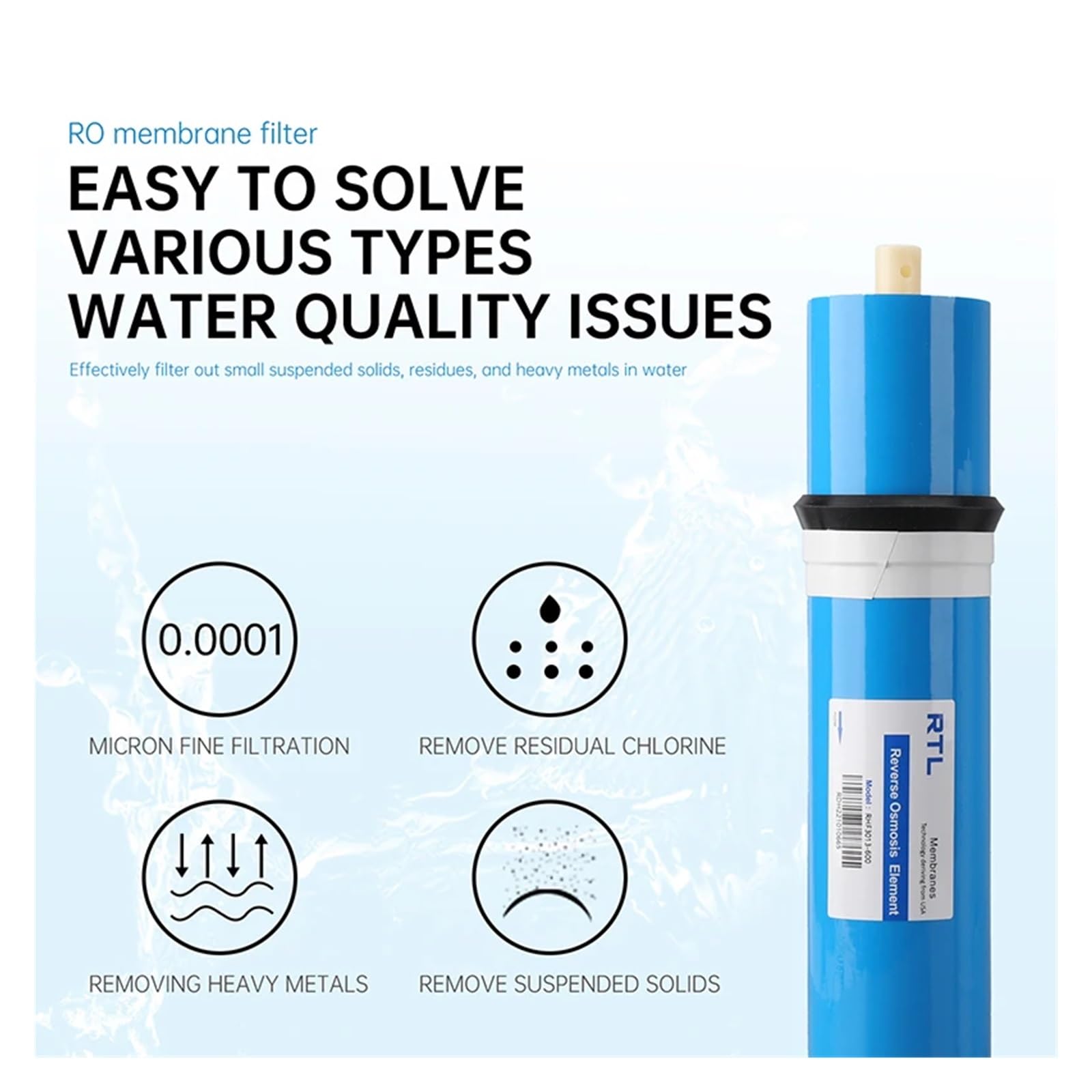 Reverse Osmosis Water Filtration System -600GPD High Flow Rate, No Water Tank, Reduced TDS, Compact, 1:2 Drainage Ratio(US_110V-240V)
