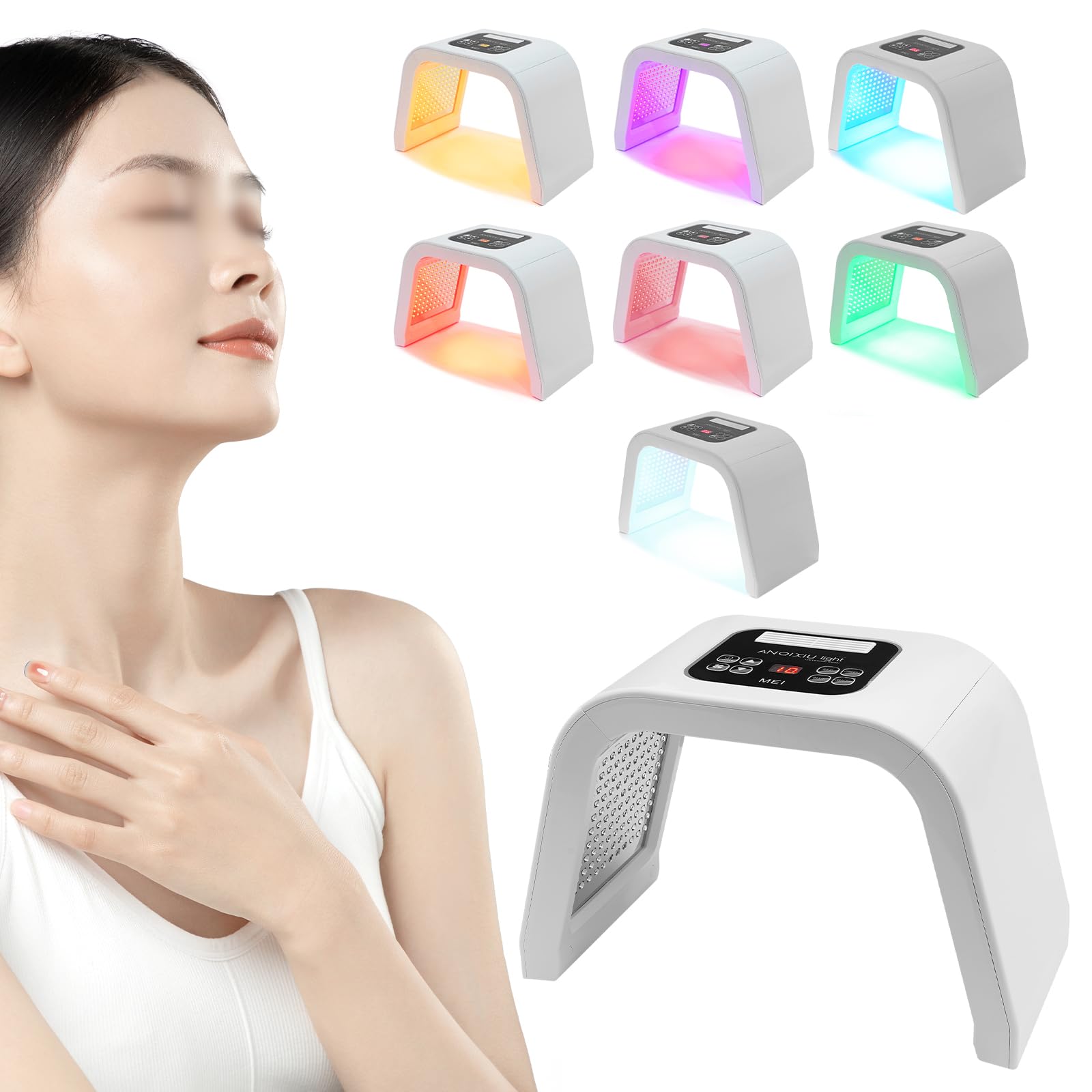Maska LED do pielęgnacji skóry, 7 kolorów LED, do terapii światłem, 3-stronne światło, urządzenie do pielęgnacji skóry, do salonu, gospodarstwa domowego